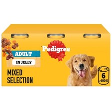 24 x 400g Pedigree Adult Wet Dog Food Tins Mixed Meaty Meals in Jelly Dog Can