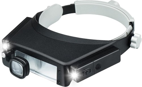 Headband magnifier with - with, led