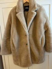 Zara Women's Faux Fur Teddy Coat Brown Size S