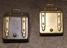 x2 Miniature decorative Vintage Brass Coal Scuttle boxes