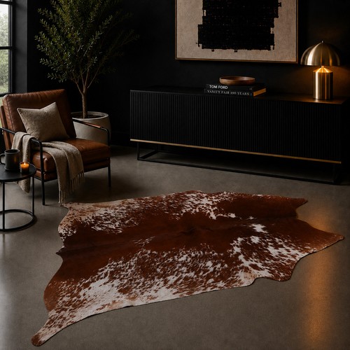 Genuine brown white - white, cowhide