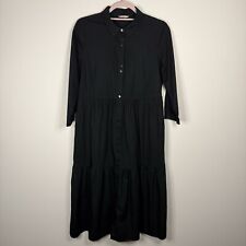Women’s Hush 100% Cersie Cotton Poplin Midi Shirt Dress Black UK Size 8
