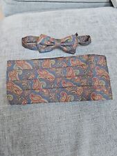 Silk Paisley Patterned Bow Tie And Cumberband Made In England