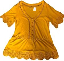 NEW NEXT WOMENS SUMMER MUSTARD COTTON BRODERIE TUNIC TOP BLOUSE SIZE 6 ~24 £9.95