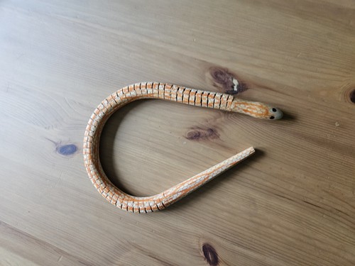 Wooden snake toy orange - wooden,