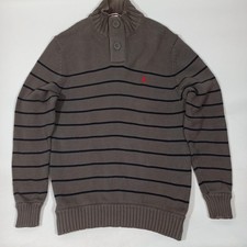 Musto Oceanware Mens Thick Knit Jumper / Pullover - Grey Striped - Size Large