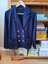 GANT WOMENS WOOL KNIT BLAZER DARK BLUE GOLD TONE BUTTONS MEDIUM