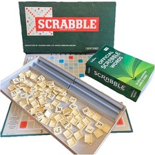Vintage Scrabble Board Game with All Tiles, Racks Official Dictionary