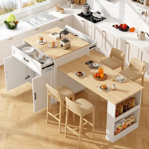 Kitchen island with extendable - island,