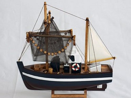 Handmade wooden trawler model - wooden,