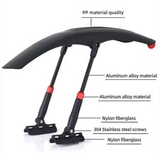 Cycle Bike Fender 26/27.5/29''  Rear Mudguard Adjustable Mud Guards Black
