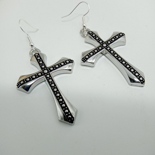 Big cross earrings large - earrings,