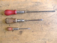 VINTAGE REVERSIBLE RATCHET SCREW DRIVERS x 3 SPIRALUX MOORE & WRIGHT