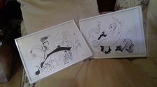 Al Hirschfeld American Framed Caricature Framed Prints x2