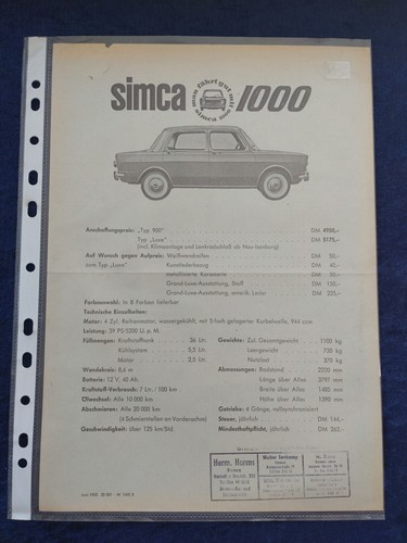 Simca 1000 price - 1000,