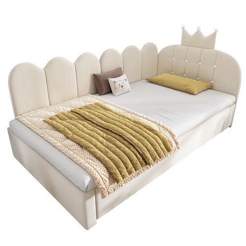 Beige velvet crown trundle - beige,