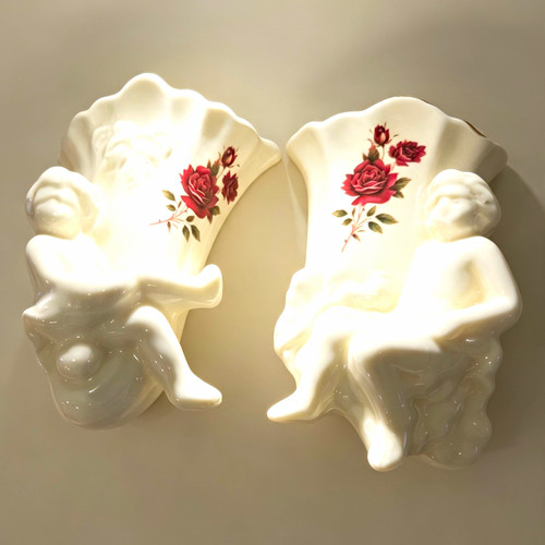 Pair ceramic wall pocket - ceramic,