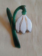 Snowdrop Enamelled Brooch