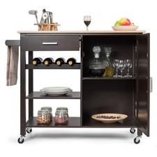 Brown rolling kitchen - rolling, island