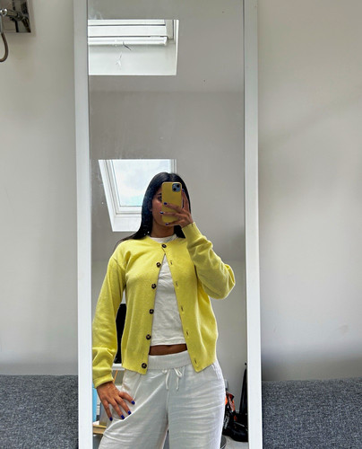 Yellow knit button - m&s,