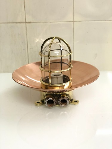 Old brass bulkhead lamps - brass,
