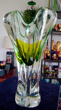 Large Heavy Glass Vase -