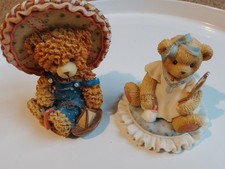 2 X Teddy Bear Figures Ornaments GC