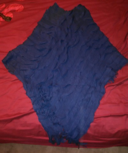 Blue knitted frilled - blue,