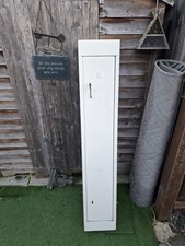 Gun Holder Cabinet Holds 2 Guns Coulour Magnolia Outside & Blue Inside.