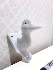 White ceramic DUCK HOOK wall art / door / coat hanging