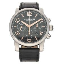 Montblanc Timewalker Stainless Steel Watch 43mm Case Black Dial Adjustable Strap