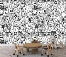 Modern Black & White Doodle