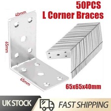 50X Angle Bracket Heavy Duty L Corner Braces Plates for Wood Steel 65x65x40mm