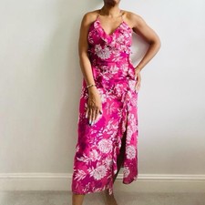 Zara Pink Printed Ruffled Midi