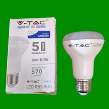 1x 8W (=60W) V-TAC R63 LED ES E27 4000K Cool White Reflector Spot Light Bulb