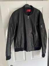 mens hugo boss leather jacket large