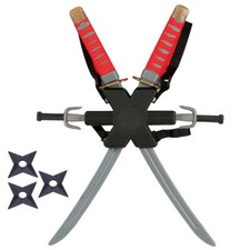 8pc Ninja Set Double Sword Samurai Warrior Weapon Assassin Fancy Dress Accessory