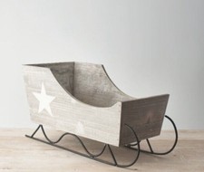 Christmas Star Grey wooden sleigh - Sledge Decoration Display