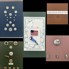 Antique Vintage Buttons Sets Deer Horn, Renaissance etc. Mounted Display Cards