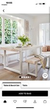 Next Dining Table and Bench Set White Solid Wood And Metal Legs