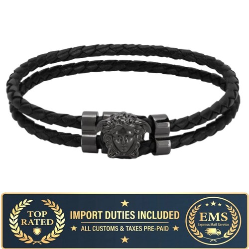 Versace medusa braided leather - versace,