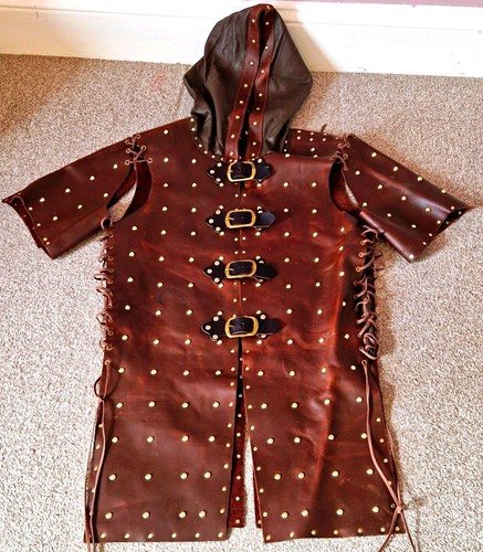 Larp leather armour - leather, gold