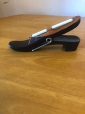 Vintage Collectable Plastic and Faux Leather shoe shaped Paper Clip Holder.