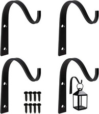 4 PCS Small Hanging Basket Brackets Outdoor Wrought Iron Wall Hanging Hooks Wal