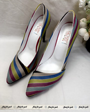 Women's Designer High Heel Shoes UK Size 6 Multi Coloured Striped Pointed Toe