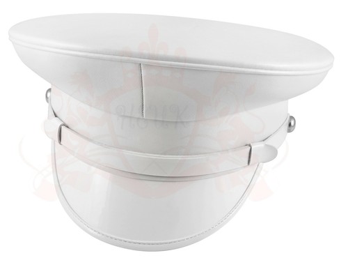 White peaked marching - peaked, cap