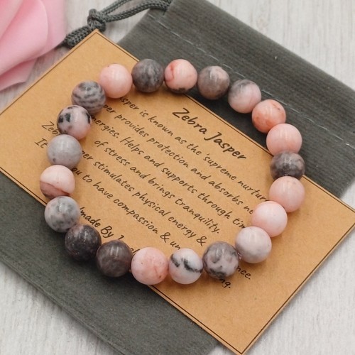 Pink zebra jasper bracelet - jasper,