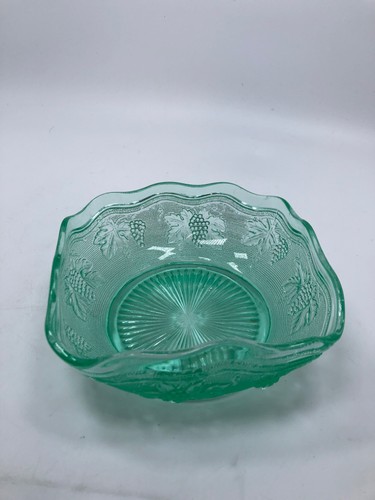 Vtg green glass - glass, embossed