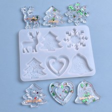 Christmas Resin Pendant Silicone Molds Ornament Mold for Xmas Tree Hanging Decor