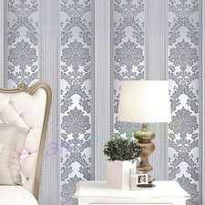 Silver grey damask wallpaper - silver,